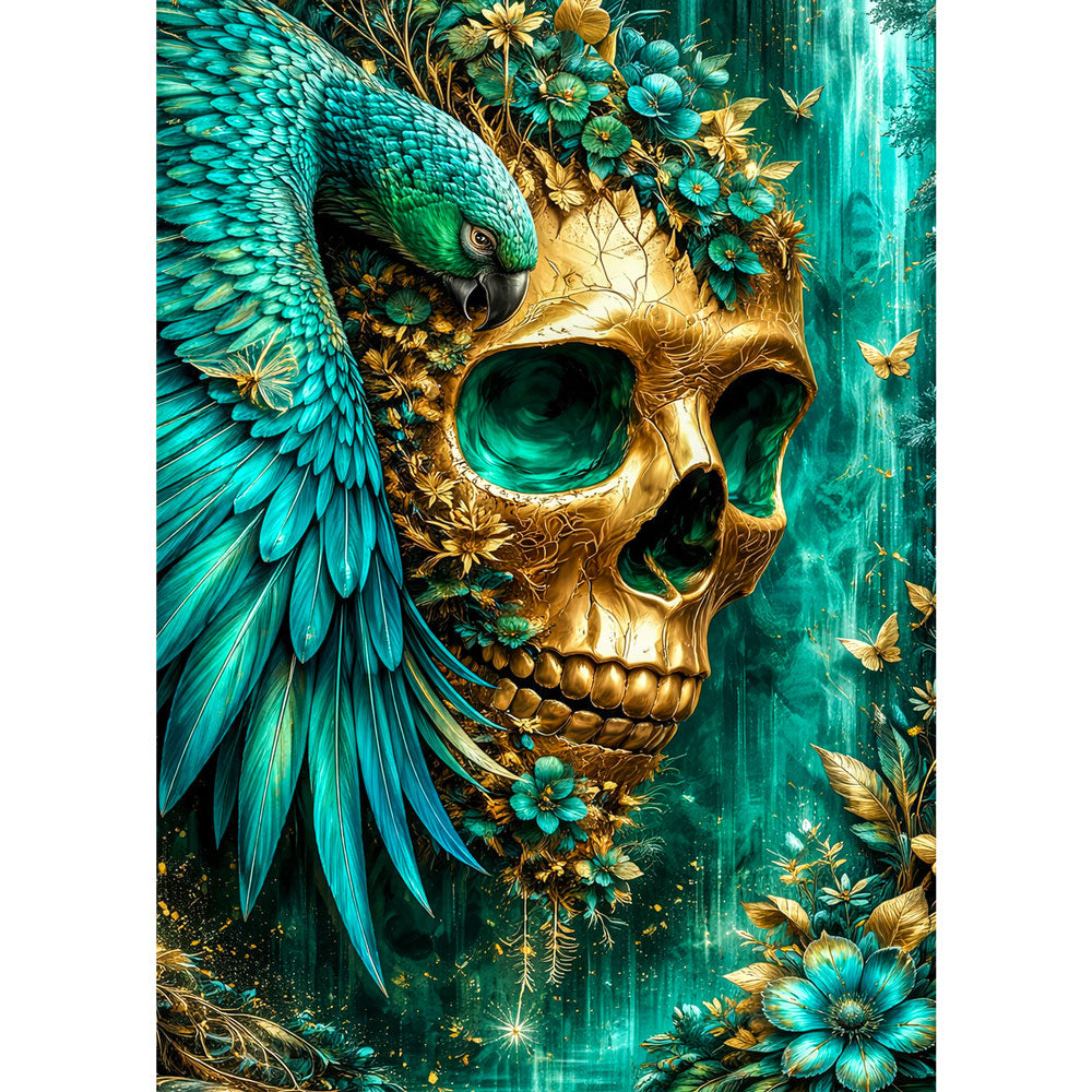 5D Diamond Painting – Emerald Skull Guardian, Unique-Diamond