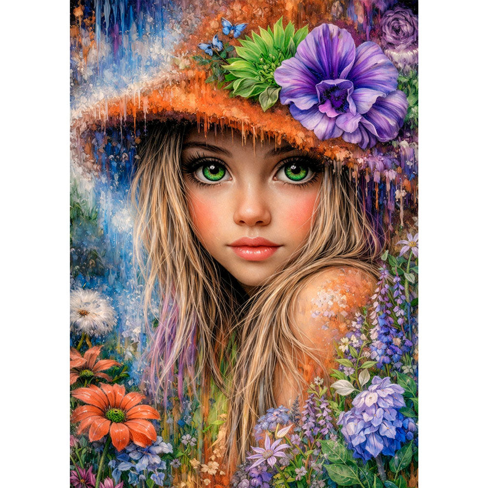 5D Diamond Painting – Enchanted Flower Girl, Unique-Diamond