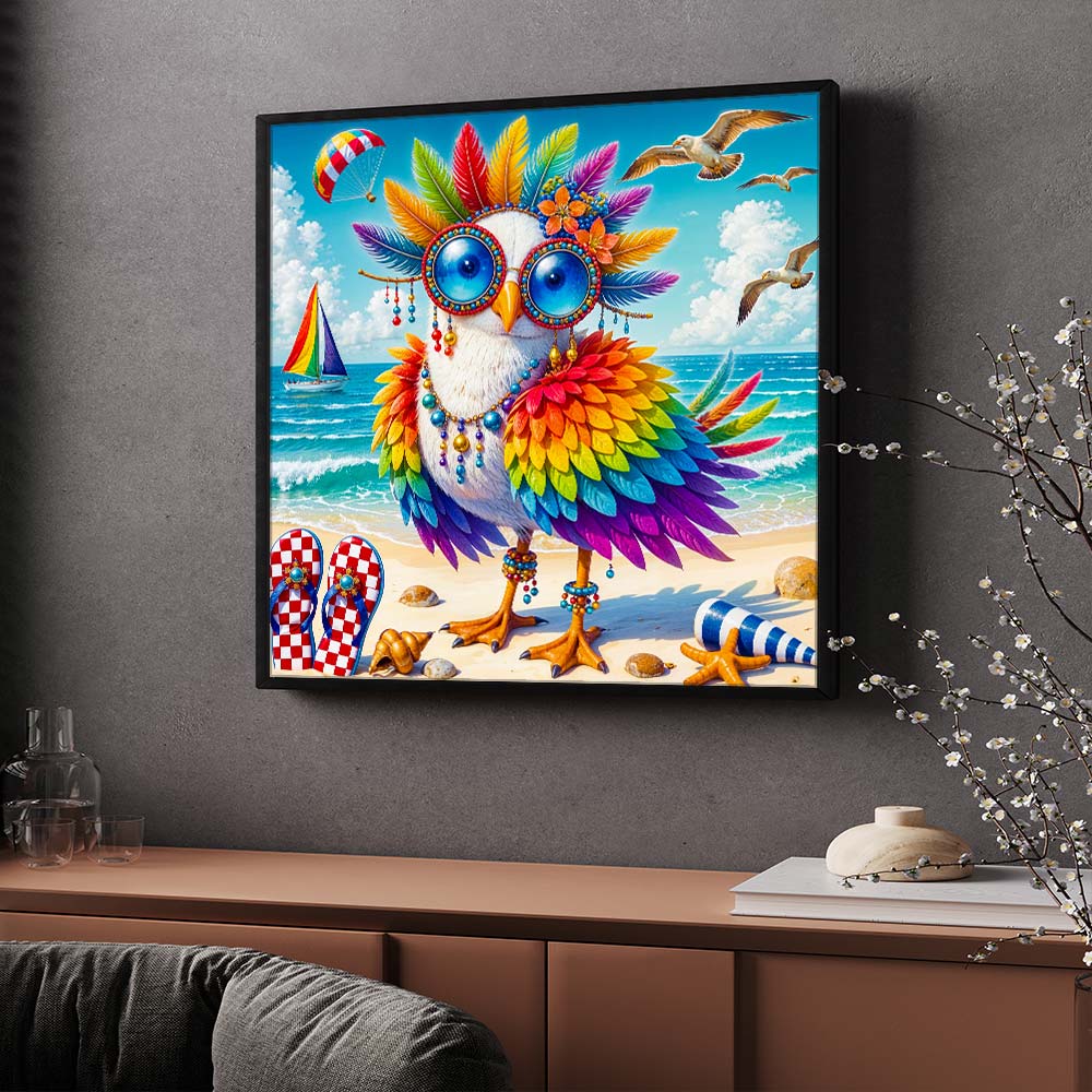 5D Diamond Painting – Eulalia, die Strandeule, Unique-Diamond