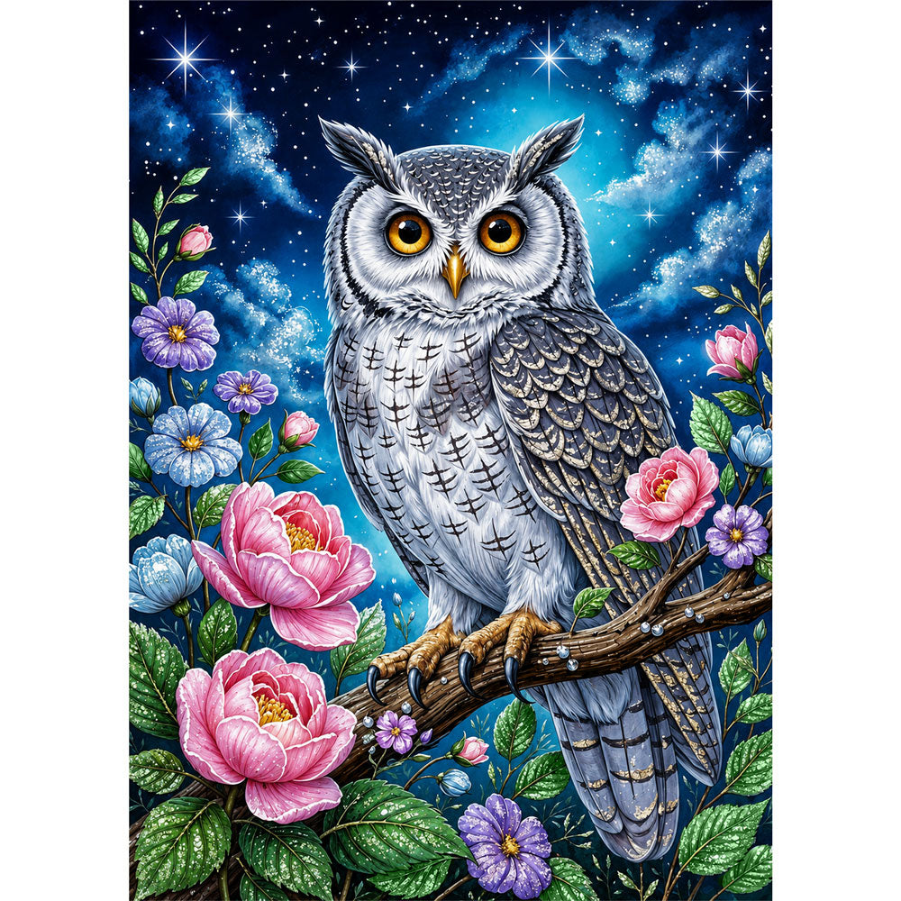 5D Diamond Painting – Eule unter dem Sternenhimmel | Unique Diamond