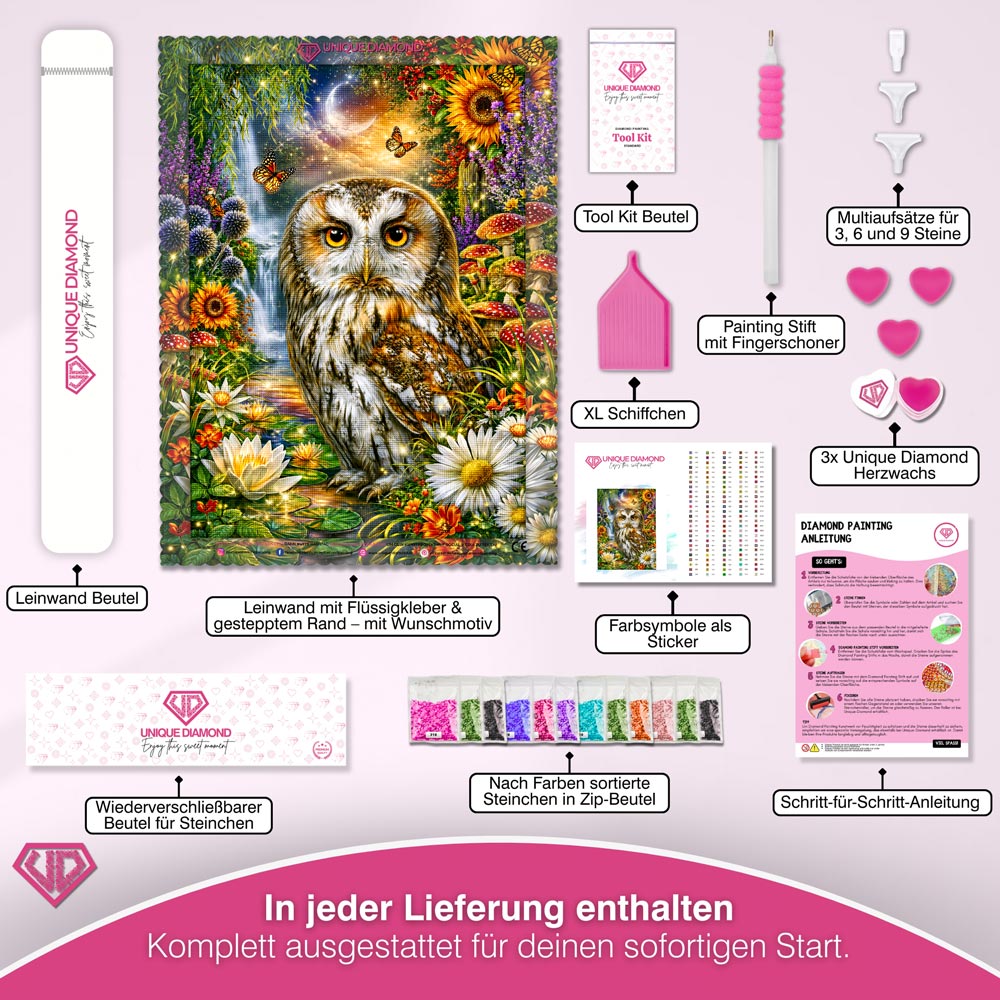 5D Diamond Painting – Eulenwächterin der Mondlichtquelle