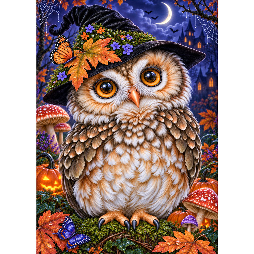 5D Diamond Painting – Eulenzauber im Herbstmond | Unique Diamond