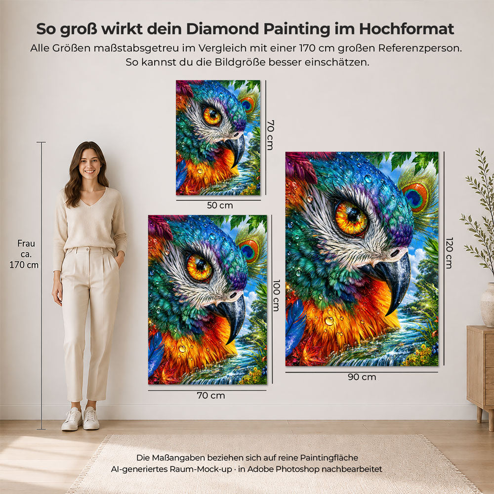 5D Diamond Painting – Farbenpracht des Regenwaldpapageis