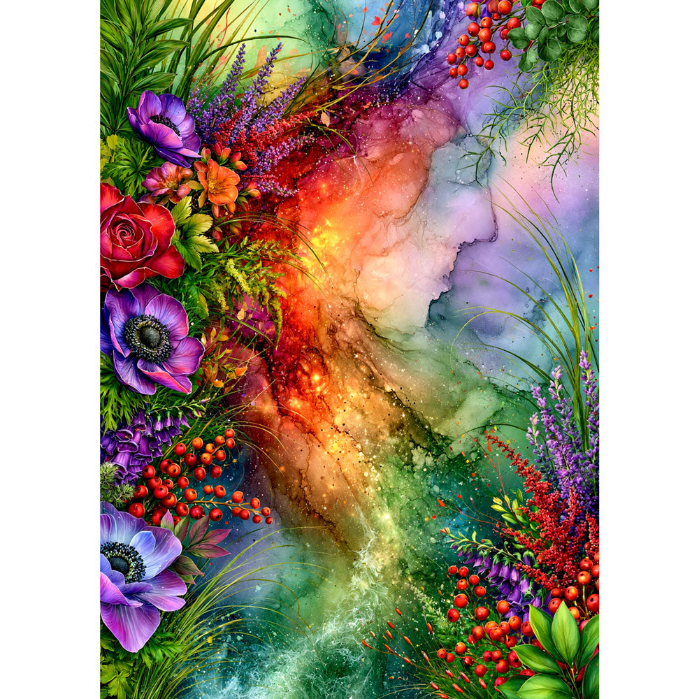 5D Diamond Painting – Farbenstrom der Blütenmagie | Unique Diamond