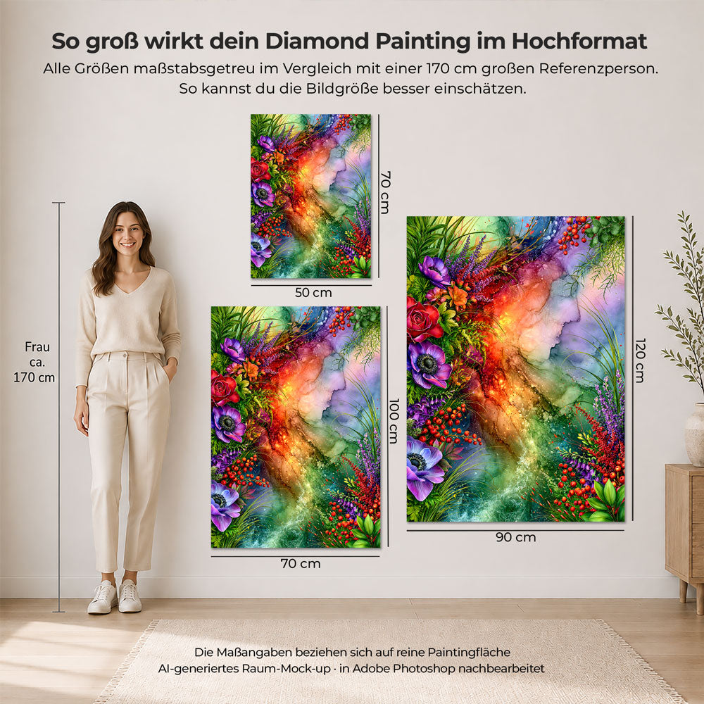 5D Diamond Painting – Farbenstrom der Blütenmagie