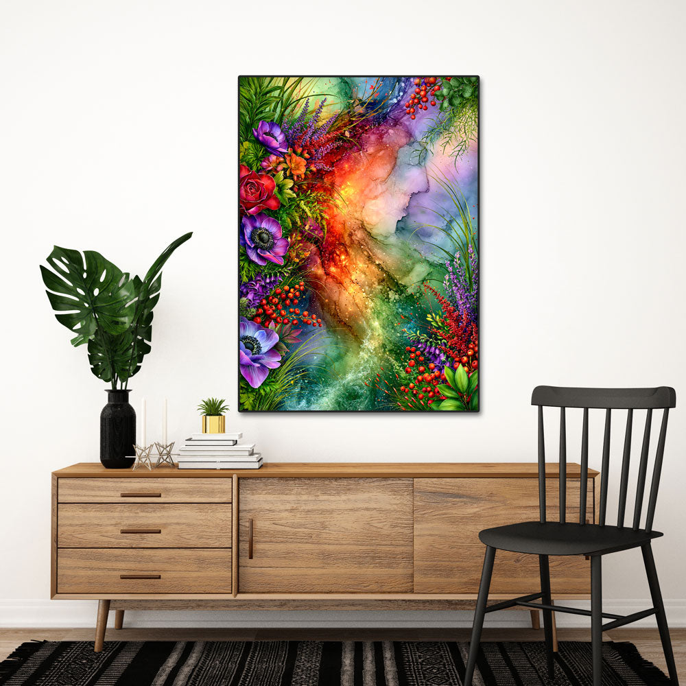 5D Diamond Painting – Farbenstrom der Blütenmagie