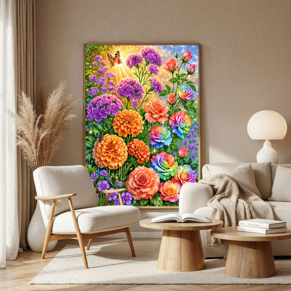 5D Diamond Painting – Farbenzauber im Blütenparadies