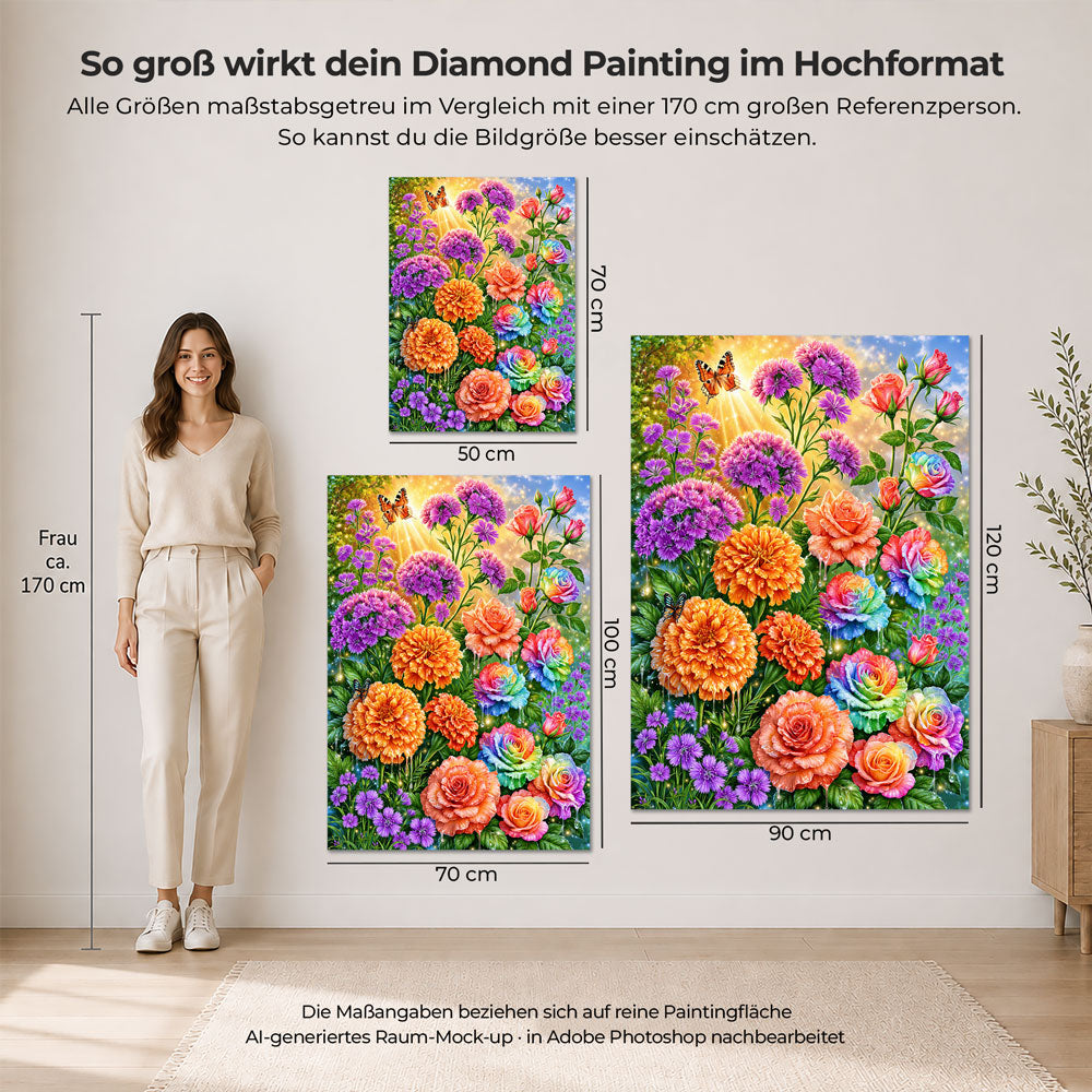 5D Diamond Painting – Farbenzauber im Blütenparadies
