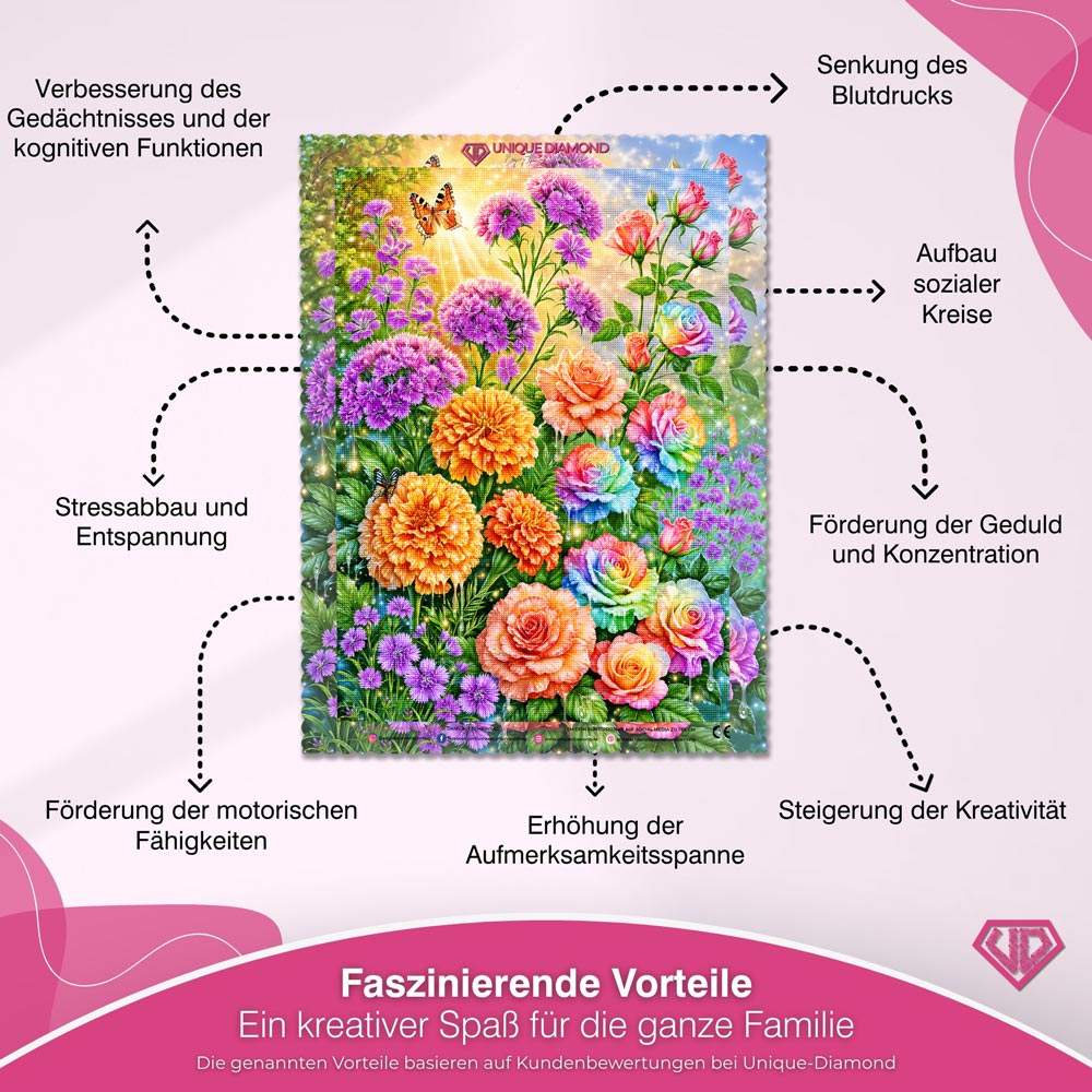 5D Diamond Painting – Farbenzauber im Blütenparadies