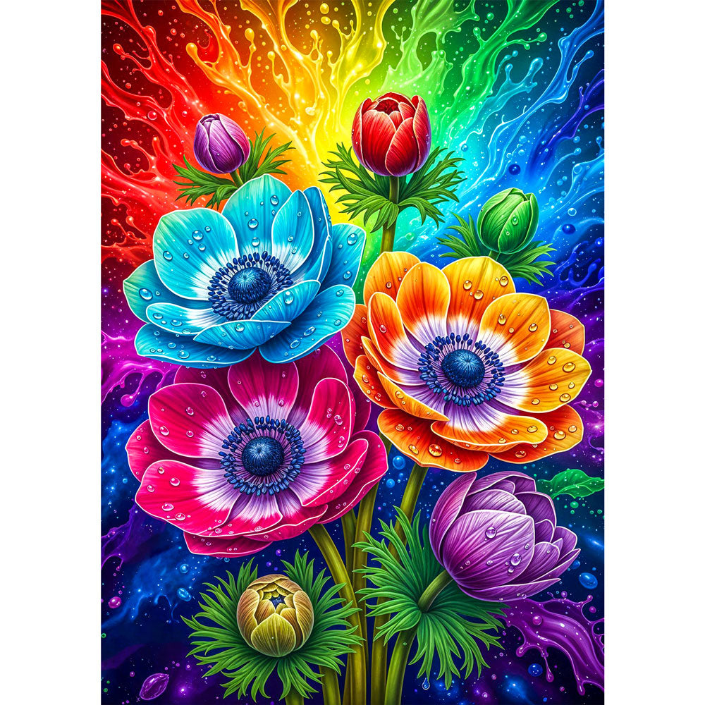 5D Diamond Painting – Farbexplosion der Anemonen, Unique-Diamond
