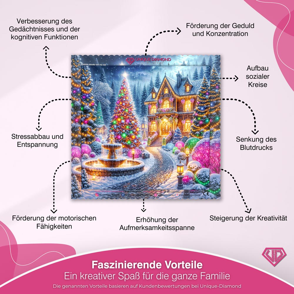 5D Diamond Painting – Festlicher Glanz der Winternacht Unique-Diamond