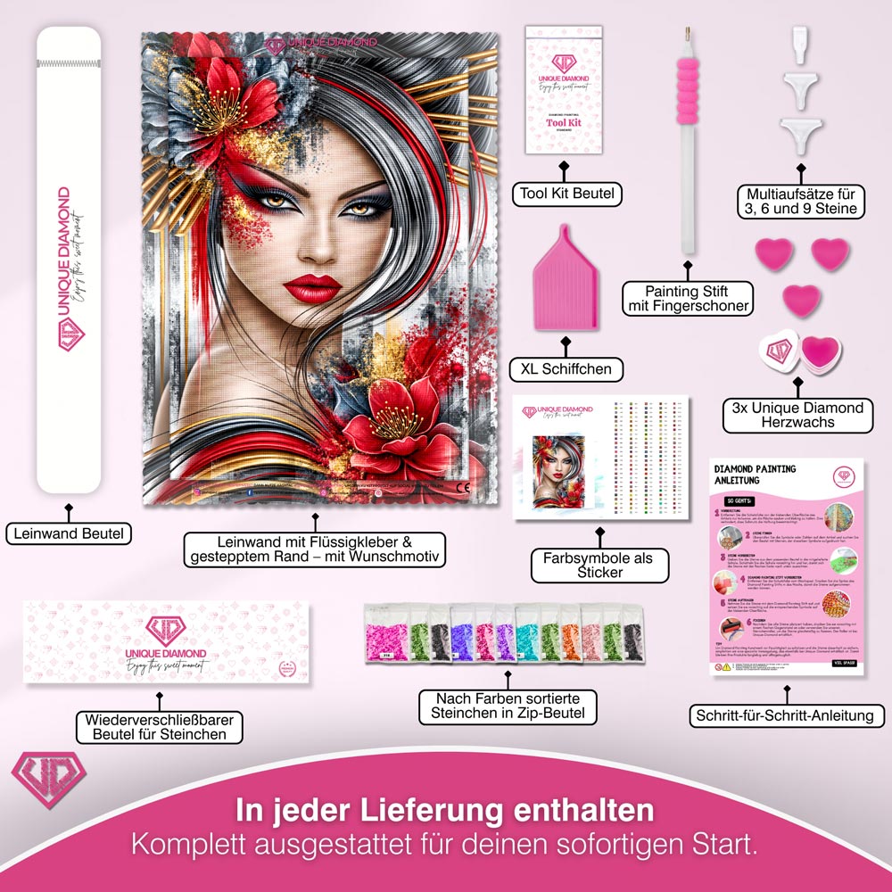 5D Diamond Painting – Feuerblick in Rot & Gold