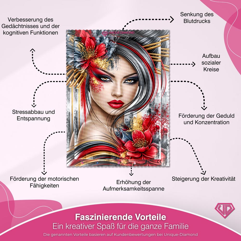 5D Diamond Painting – Feuerblick in Rot & Gold