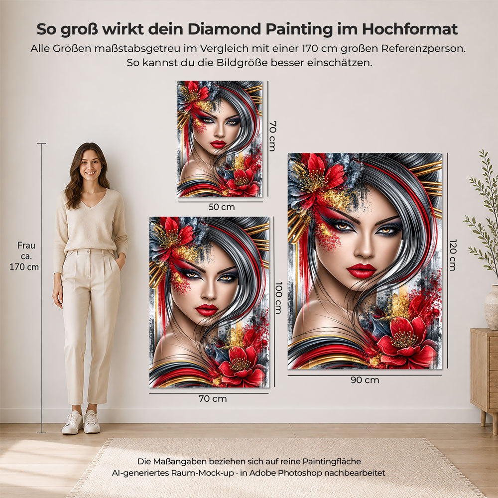 5D Diamond Painting – Feuerblick in Rot & Gold