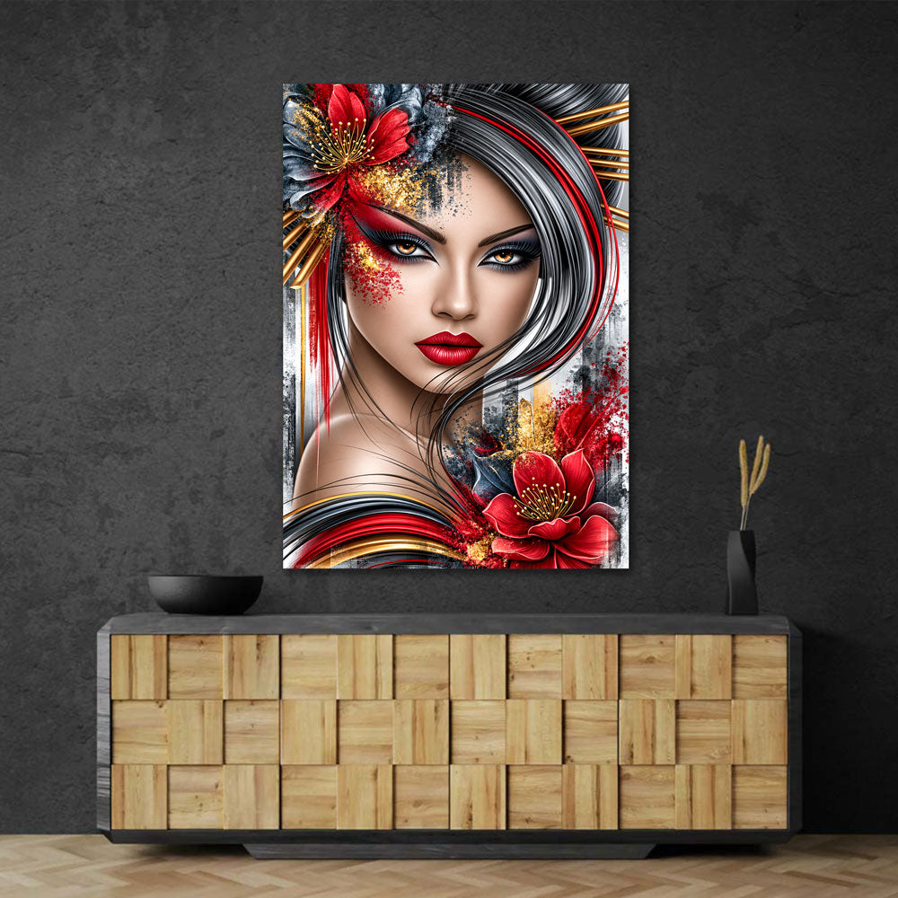 5D Diamond Painting – Feuerblick in Rot & Gold