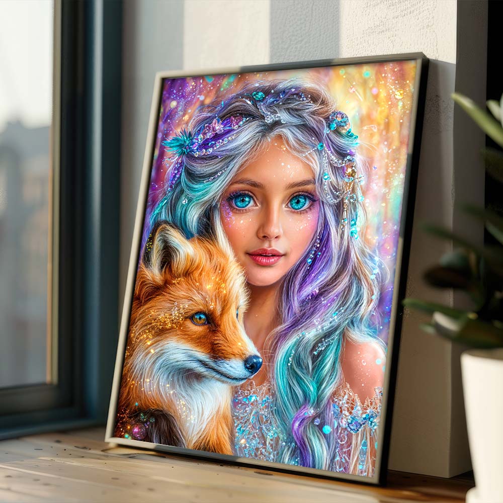 5D Diamond Painting – Feya & der funkelnde Fuchs, Unique-Diamond