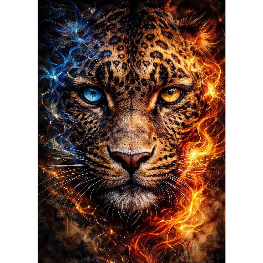 Fire Leaopard 5D Diamond Painting – Fire & Ice Leopard | Unique Diamond