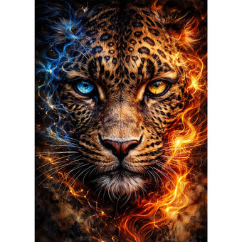 5D Diamond Painting – Fire & Ice Leopard Unique-Diamond