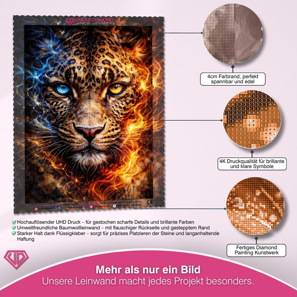 5D Diamond Painting – Fire & Ice Leopard Unique-Diamond