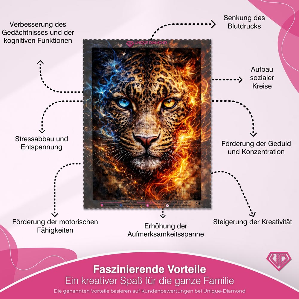 5D Diamond Painting – Fire & Ice Leopard Unique-Diamond