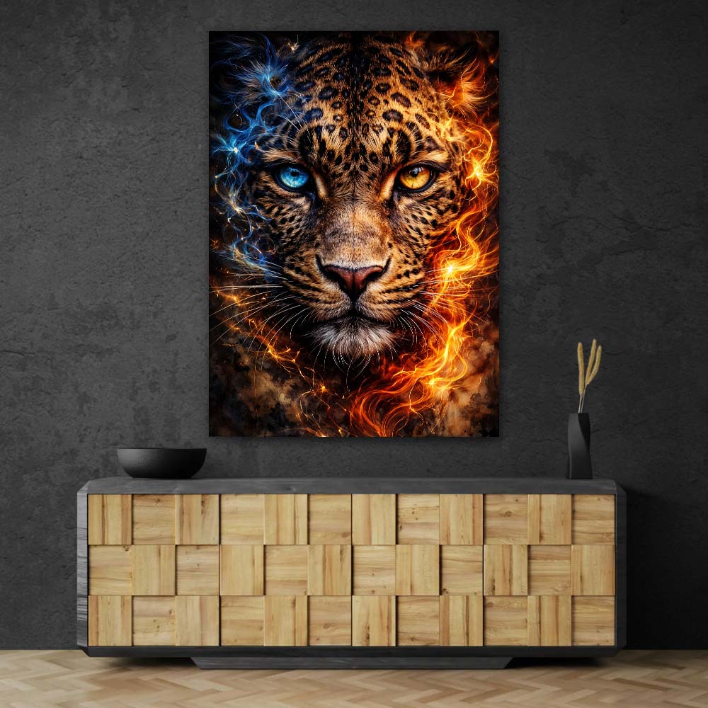 5D Diamond Painting – Fire & Ice Leopard Unique-Diamond
