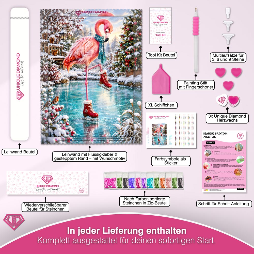 5D Diamond Painting – Flamingo auf flotten Kufen
