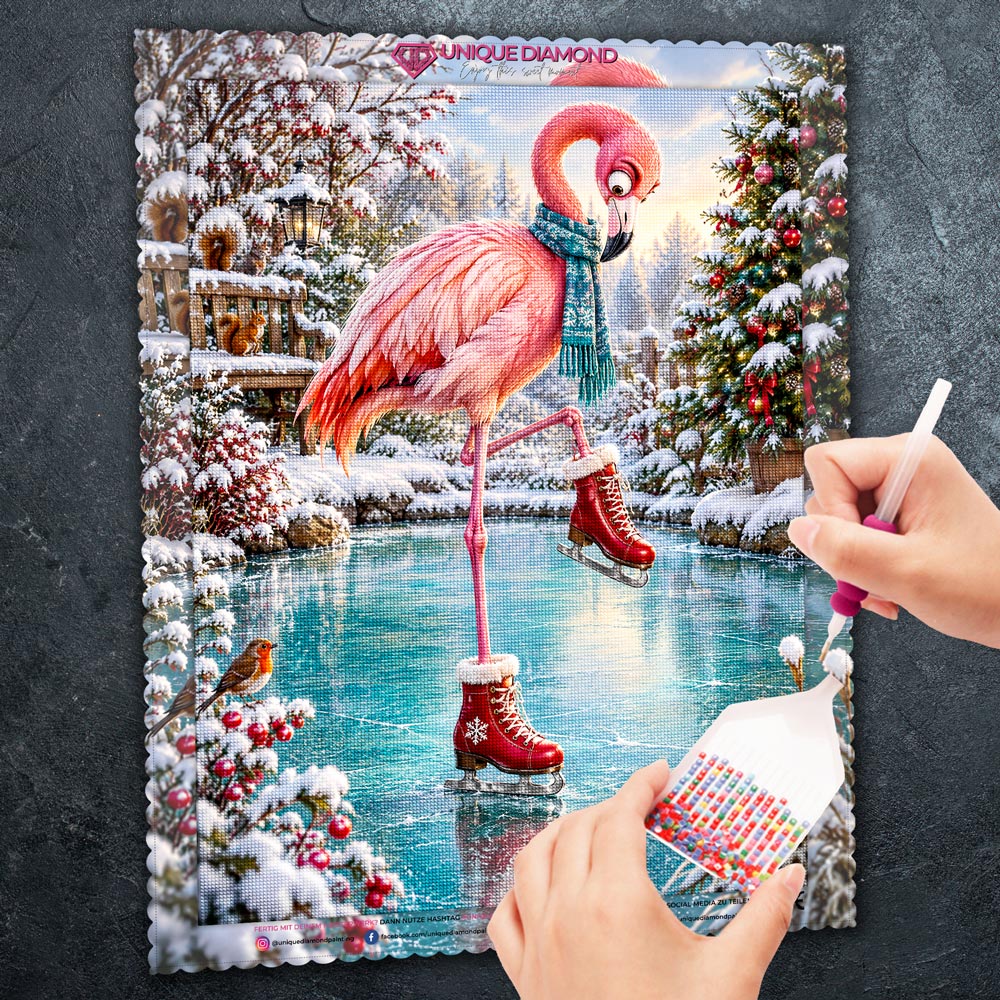 5D Diamond Painting – Flamingo auf flotten Kufen