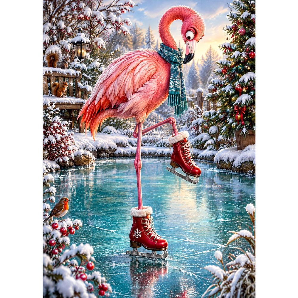 5D Diamond Painting – Flamingo auf flotten Kufen | Unique Diamond

