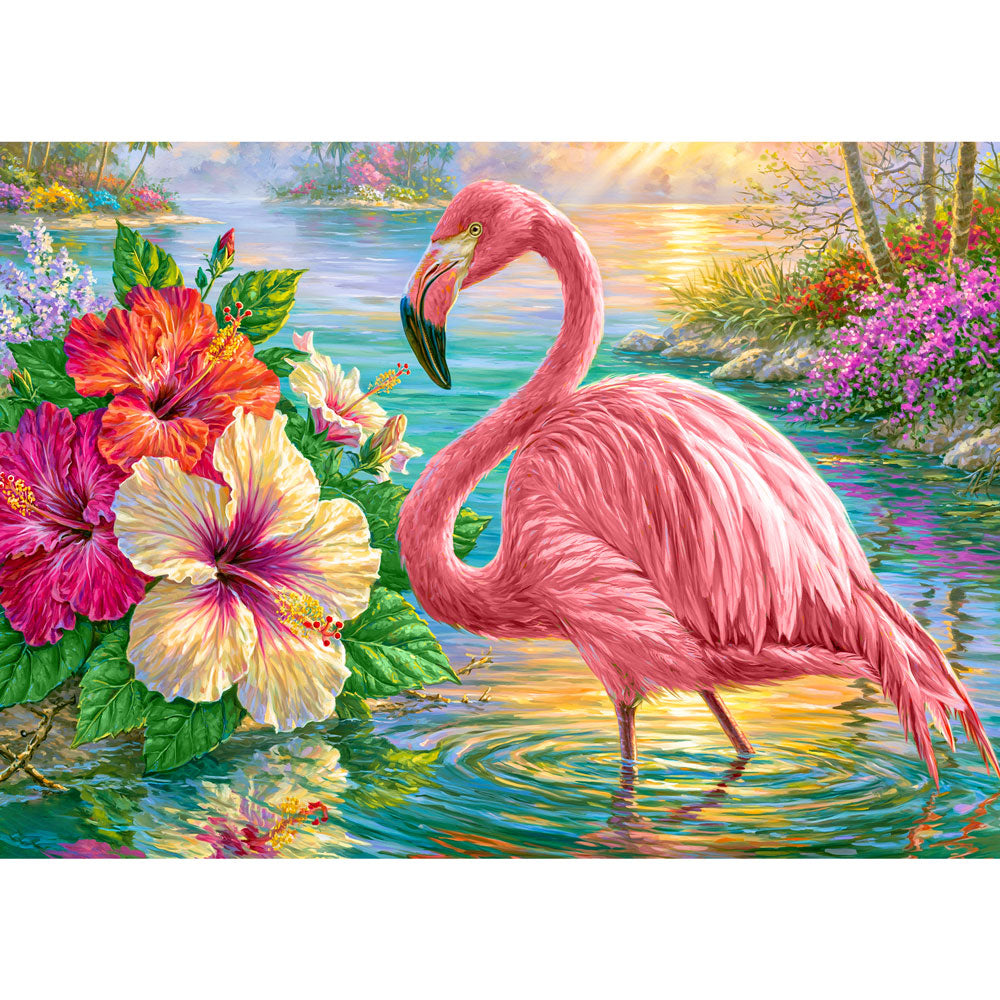 5D Diamond Painting – Flamingo im Hibiskusparadies | Unique Diamond