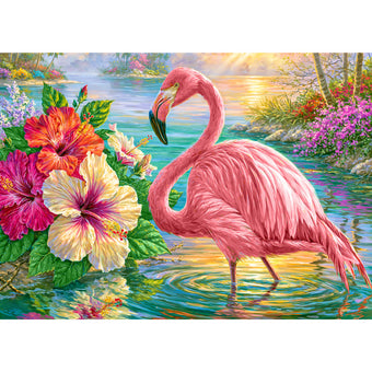 5D Diamond Painting – Flamingo im Hibiskusparadies | Unique Diamond