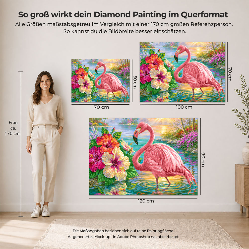 5D Diamond Painting – Flamingo im Hibiskusparadies