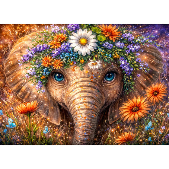 5D Diamond Painting – Floral Elephant Spirit, Unique-Diamond