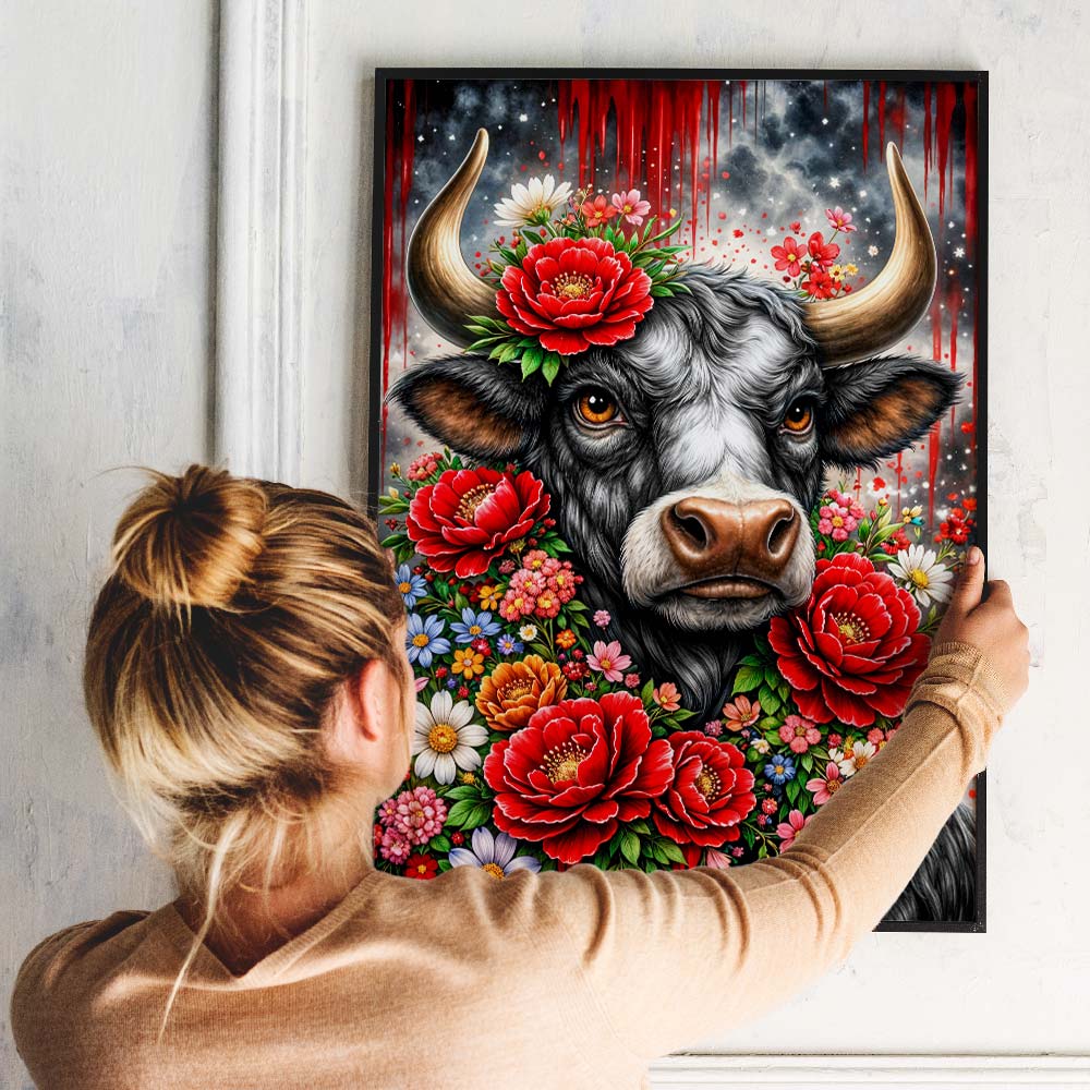 5D Diamond Painting – Floral Spirit Bull
