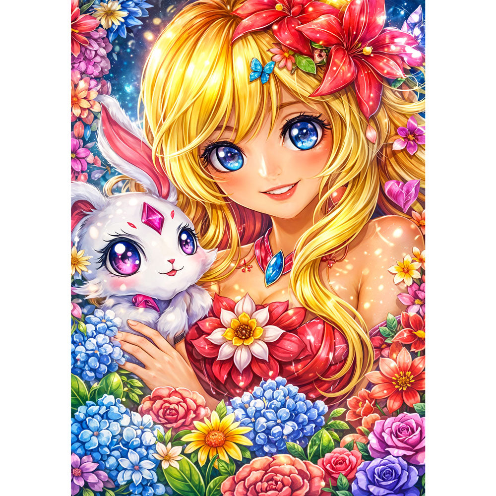 5D Diamond Painting – Flower Fairy & Magic Bunny, Unique-Diamond