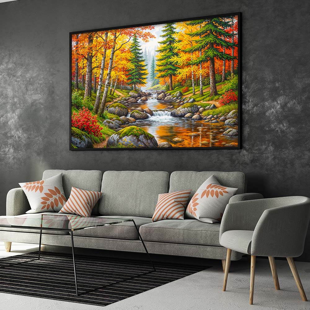 5D Diamond Painting – Fluss der Farbenpracht, Unique-Diamond