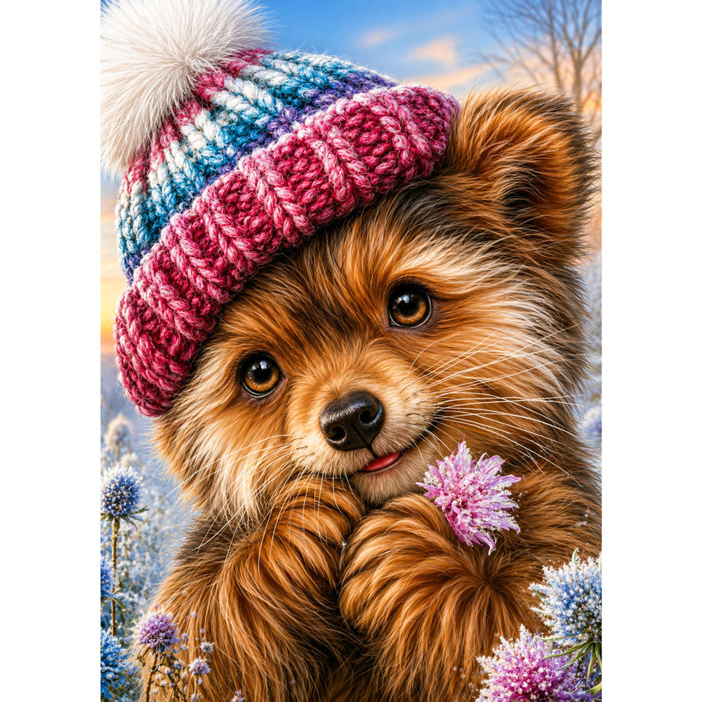 5D Diamond Painting – Fritzi im Winterglück | Unique Diamond