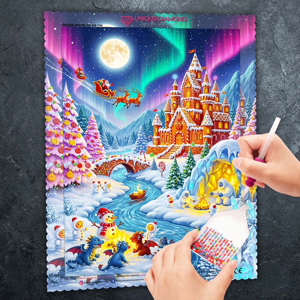 5D Diamond Painting – Frostheim im Lichterglanz Unique-Diamond