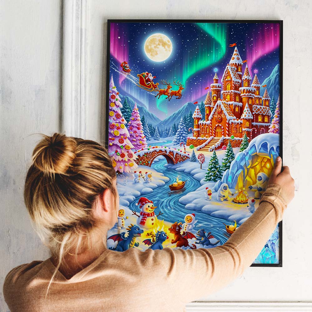 5D Diamond Painting – Frostheim im Lichterglanz Unique-Diamond
