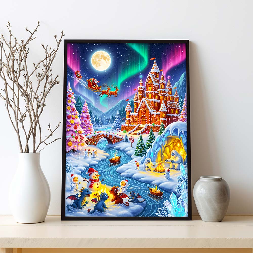 5D Diamond Painting – Frostheim im Lichterglanz Unique-Diamond