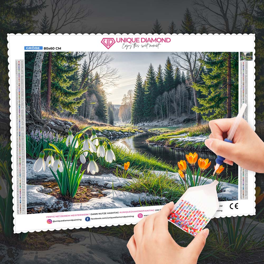 5D Diamond Painting – Frühlingskuss im Tal Unique-Diamond