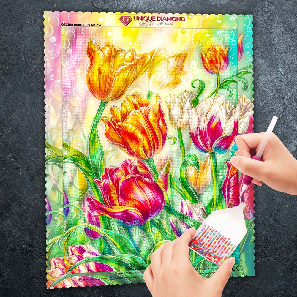 5D Diamond Painting – Frühlingspoesie der Tulpen, Unique-Diamond