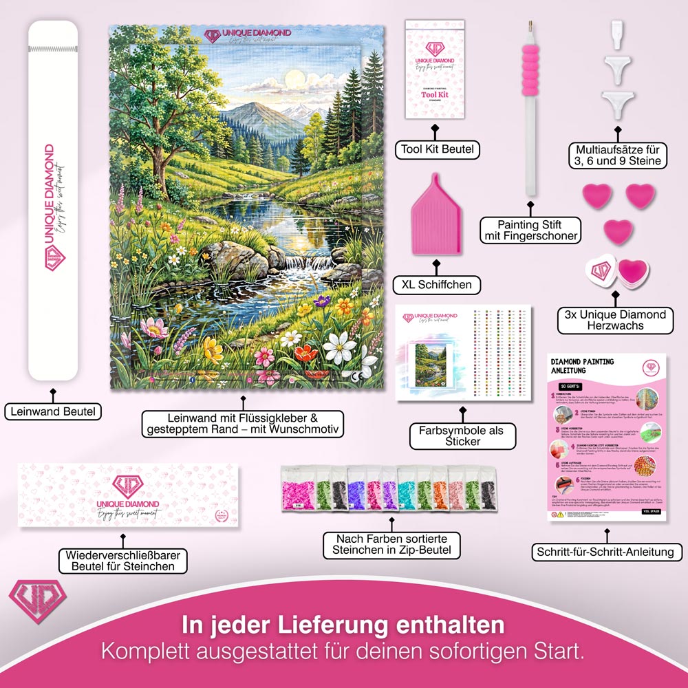 5D Diamond Painting – Frühlingszauber im Alpenland