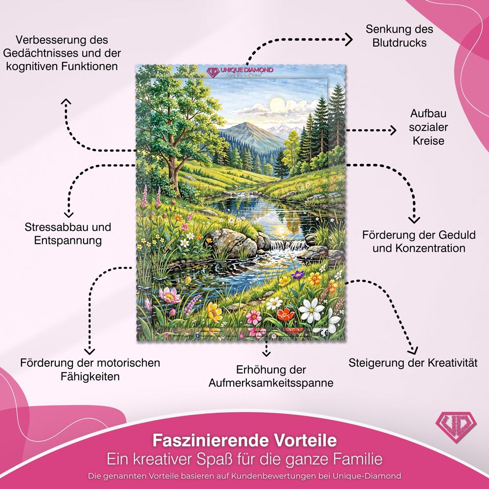 5D Diamond Painting – Frühlingszauber im Alpenland