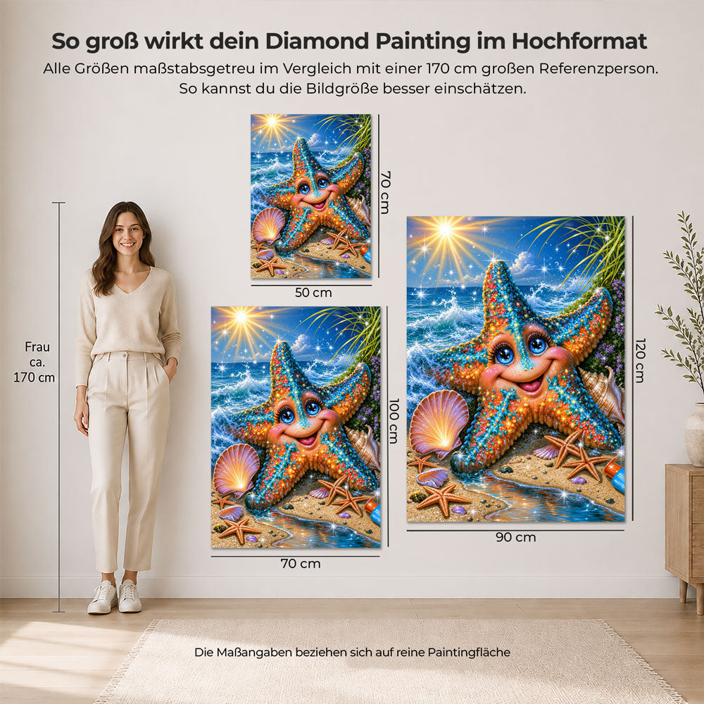 5D Diamond Painting – Funkelnder Seestern am Sonnenstrand