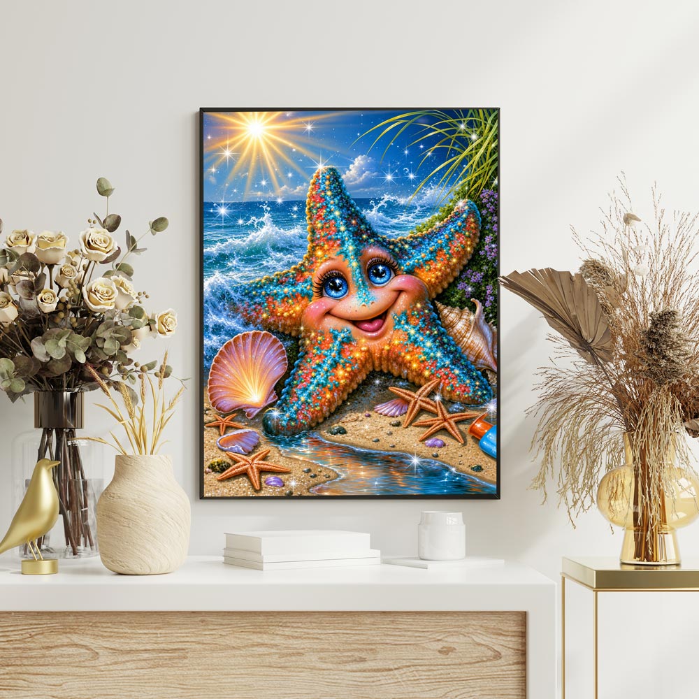 5D Diamond Painting – Funkelnder Seestern am Sonnenstrand