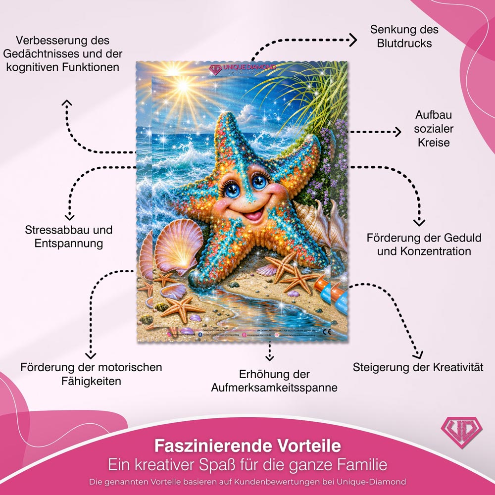 5D Diamond Painting – Funkelnder Seestern am Sonnenstrand