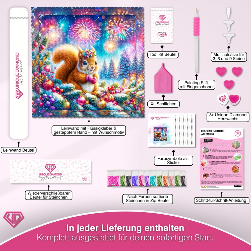 5D Diamond Painting – Funkelpfötchen & das Silvesterwunder Unique-Diamond