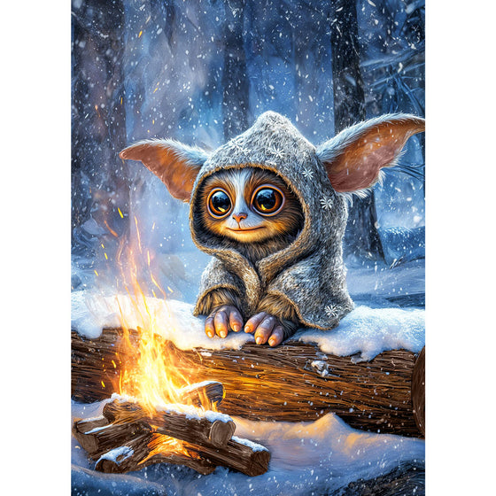 5D Diamond Painting – Funkelpfote im Schneezauber