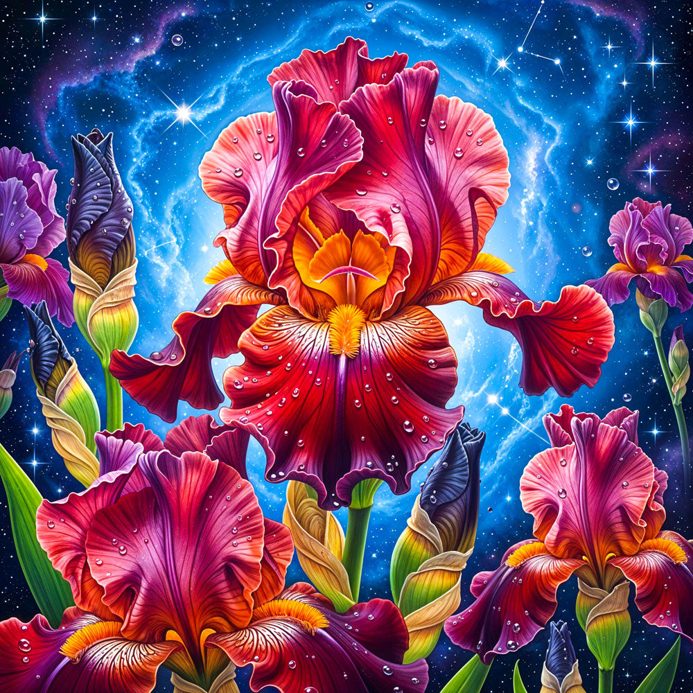 5D Diamond Painting – Galaktische Irisblüte, Unique-Diamond