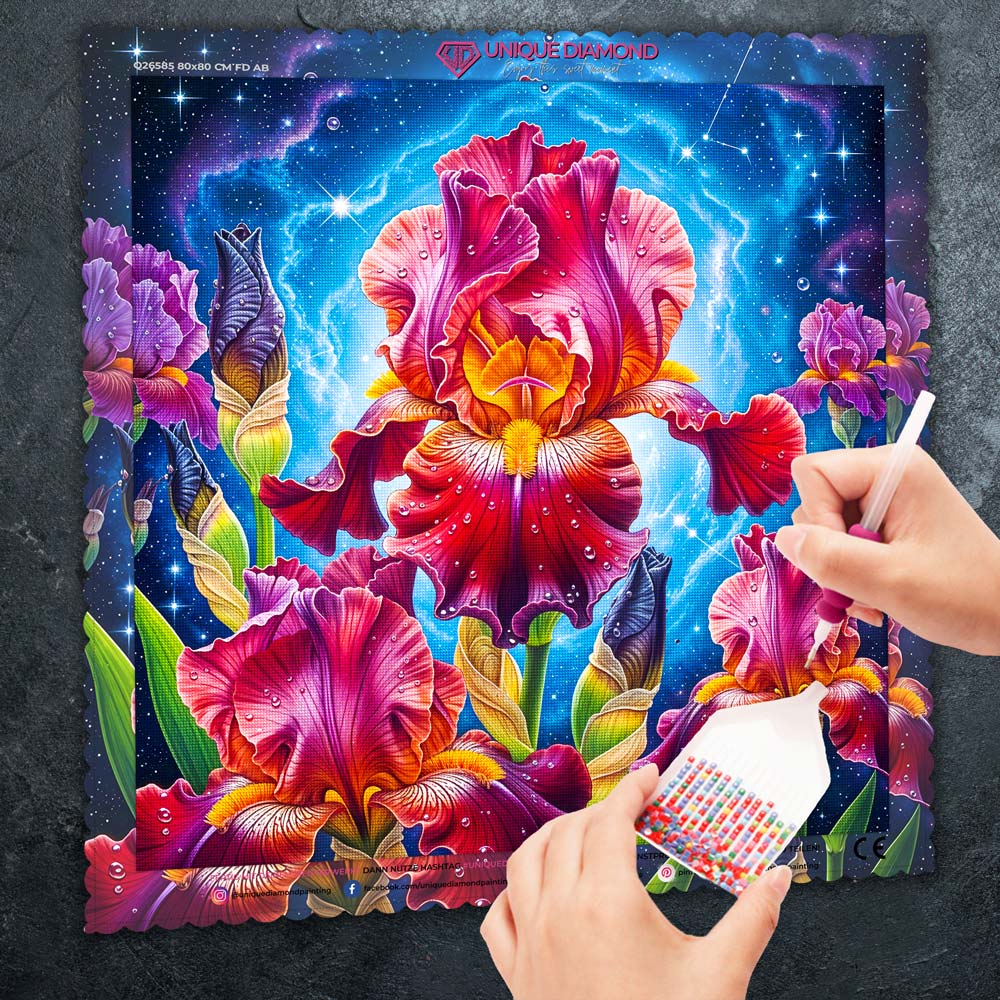 5D Diamond Painting – Galaktische Irisblüte, Unique-Diamond
